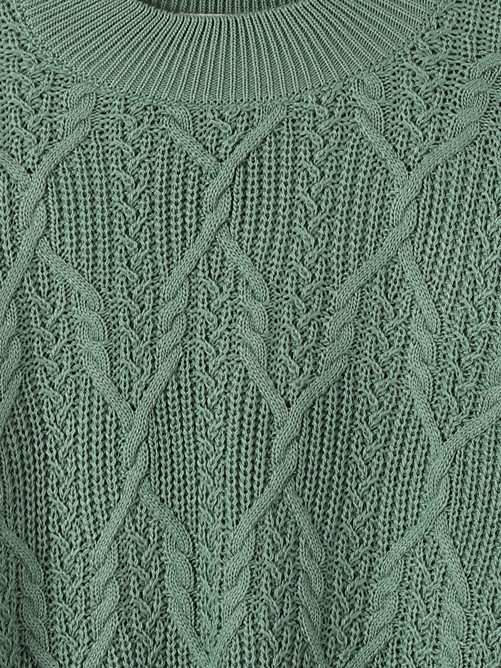 سترة تريكو بياقة هاي نيك منقوشة للسيدات-1