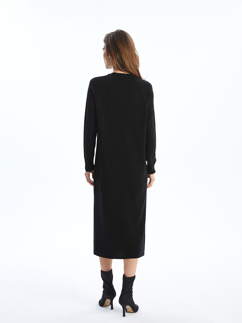 Платье Женское Трикотажное Фактурное С Круглым Вырезом-3