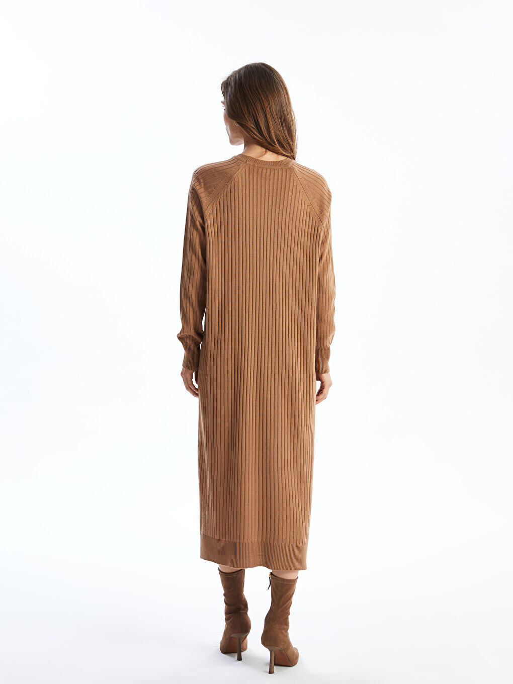 Crew Neck Textured Women's Knit Dress-3