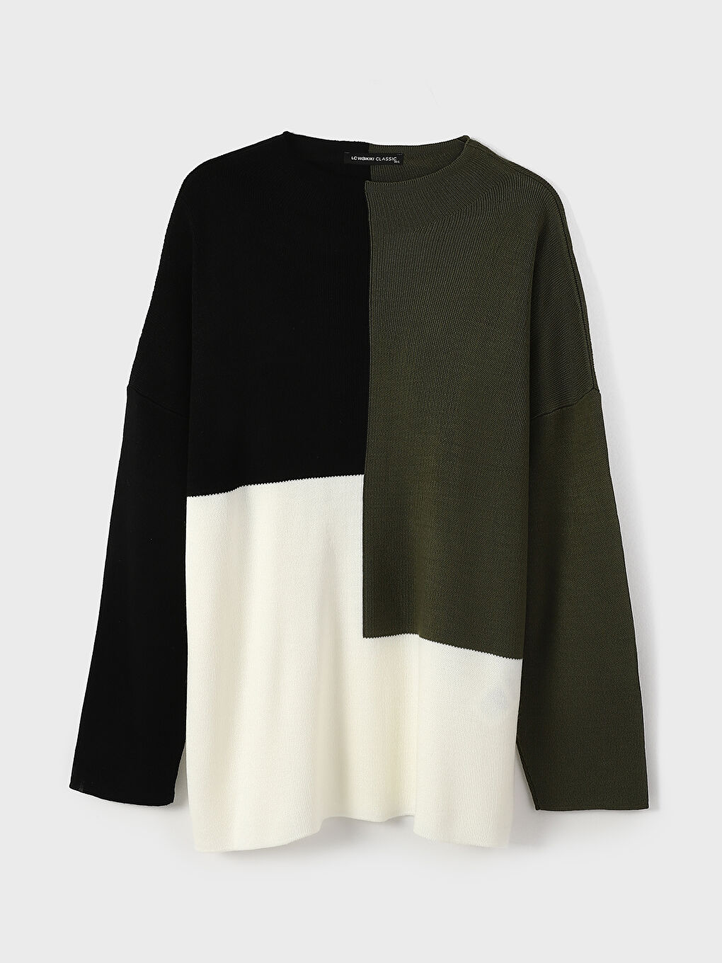 Mock Turtleneck Color Block Women's Knit Tunic-4