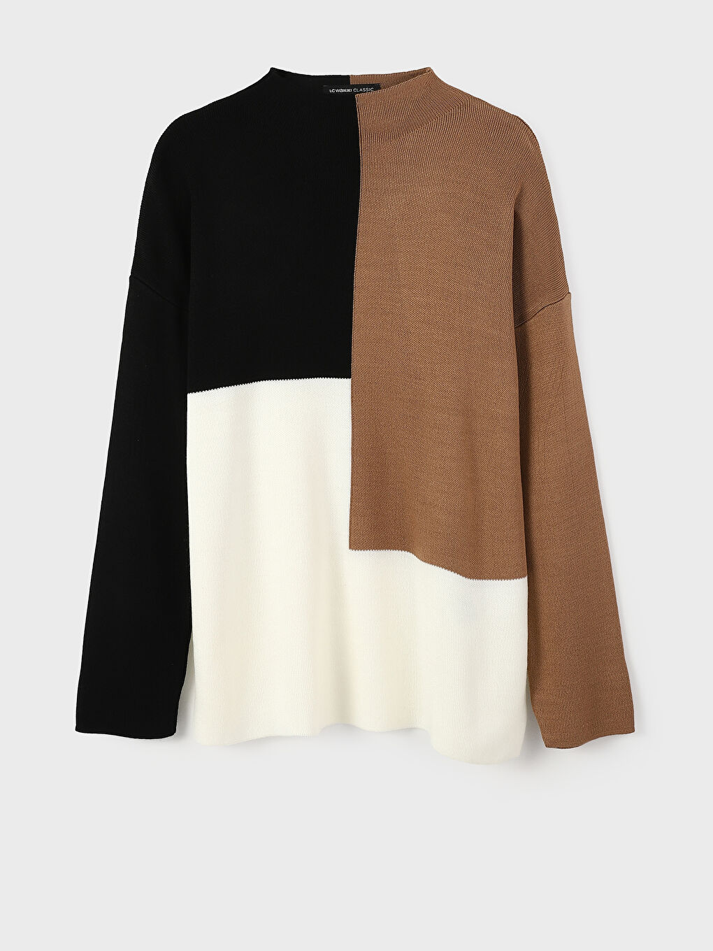 Mock Turtleneck Color Block Women's Knit Tunic-4