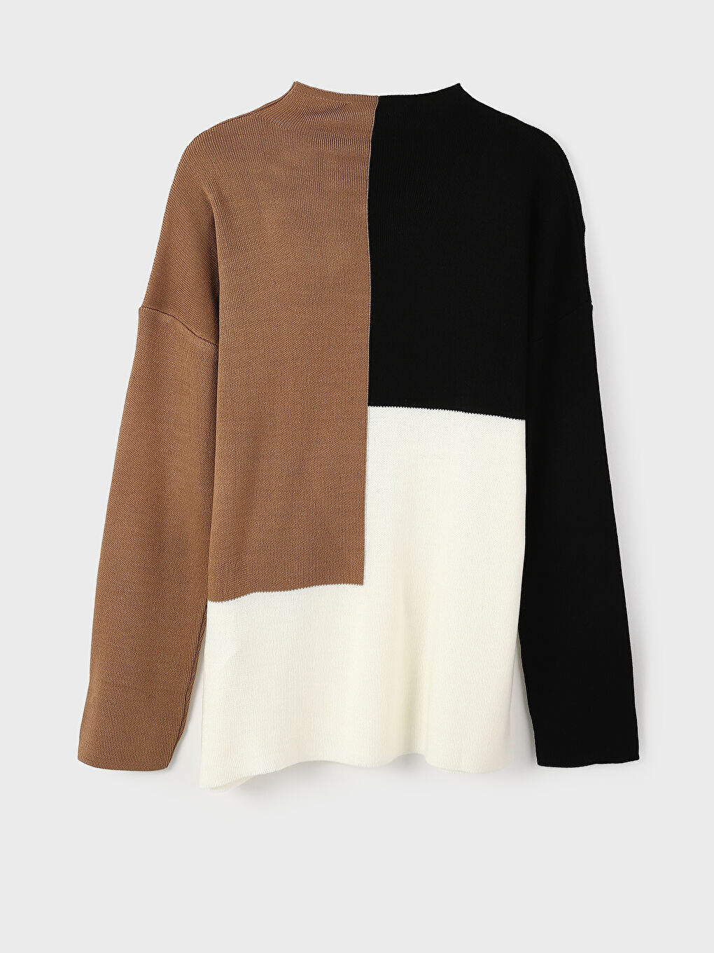 Mock Turtleneck Color Block Women's Knit Tunic-5