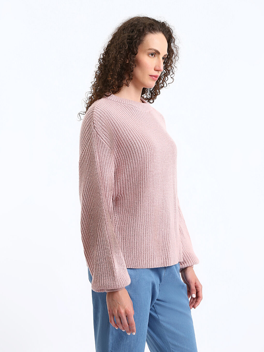 Crew Neck Long Sleeve Women's Sweater-3