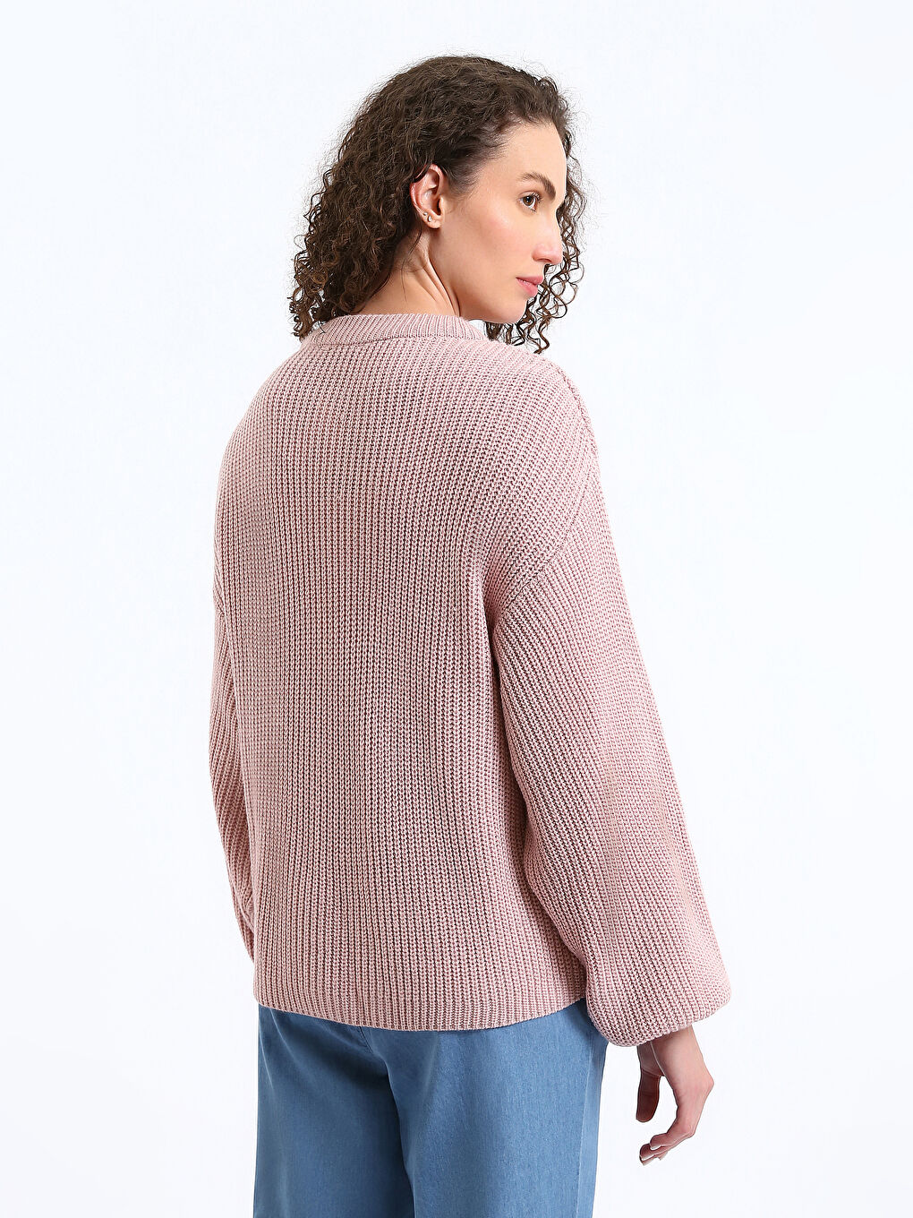 Crew Neck Long Sleeve Women's Sweater-4