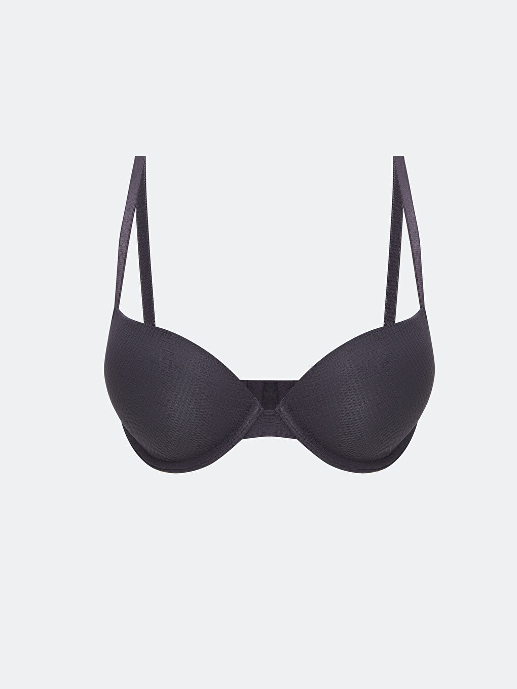 Antrasit Balenli Dolgulu Düz Tişört Sütyen