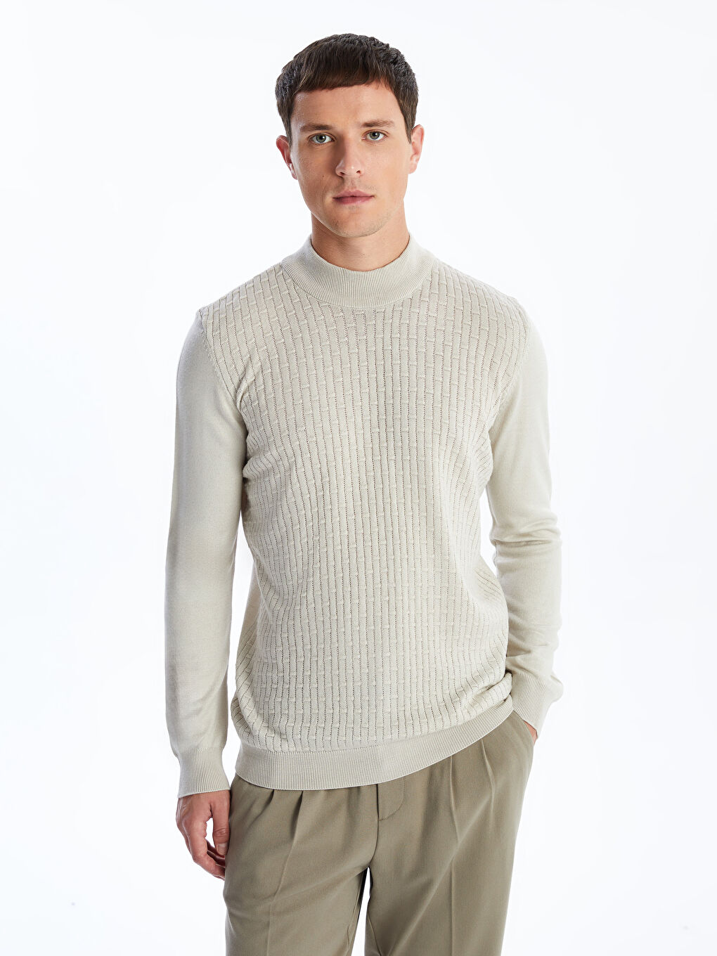 Half Turtleneck Long Sleeve Men's Knitwear Sweater