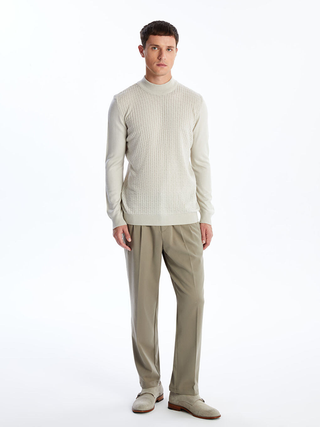 Half Turtleneck Long Sleeve Men's Knitwear Sweater-1
