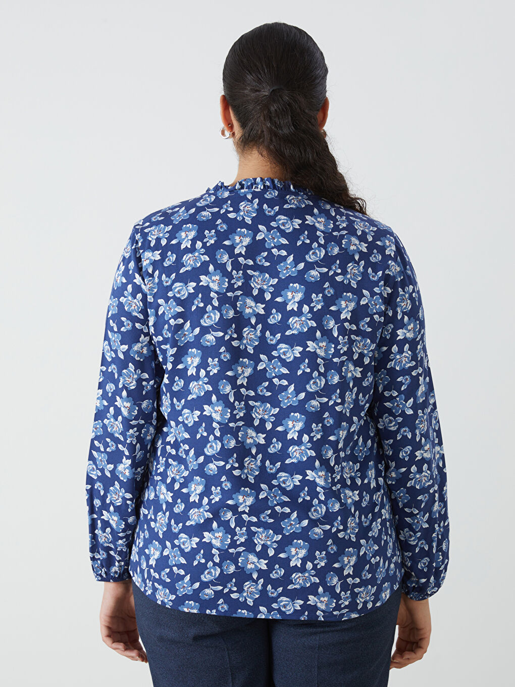 Henley Neckline Patterned Women's Shirt -W4FJ13Z8-LSJ