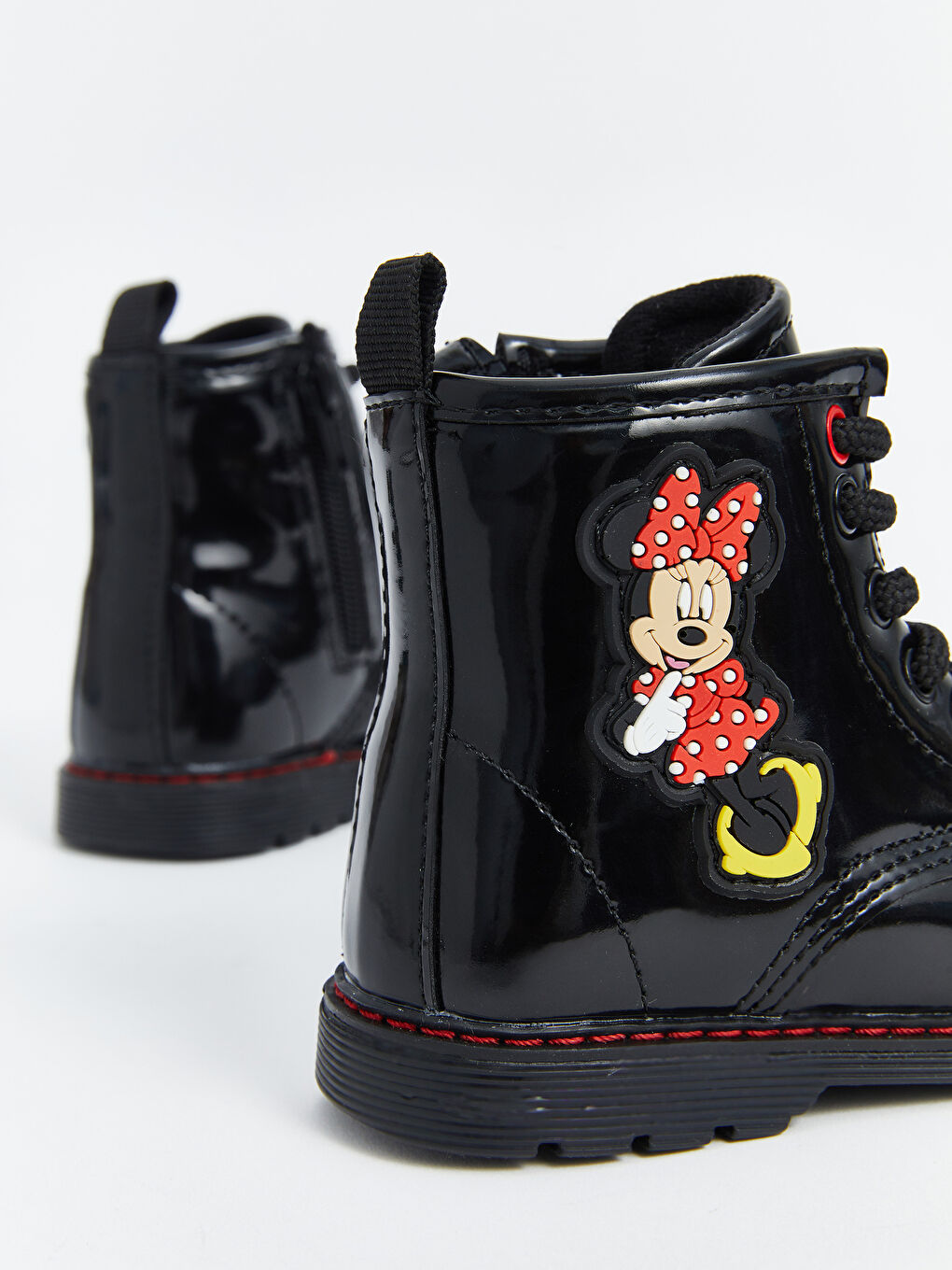 LCW STEPS Siyah Deri Görünümlü Minnie Mouse Baskılı Kız Bebek Bot - 4