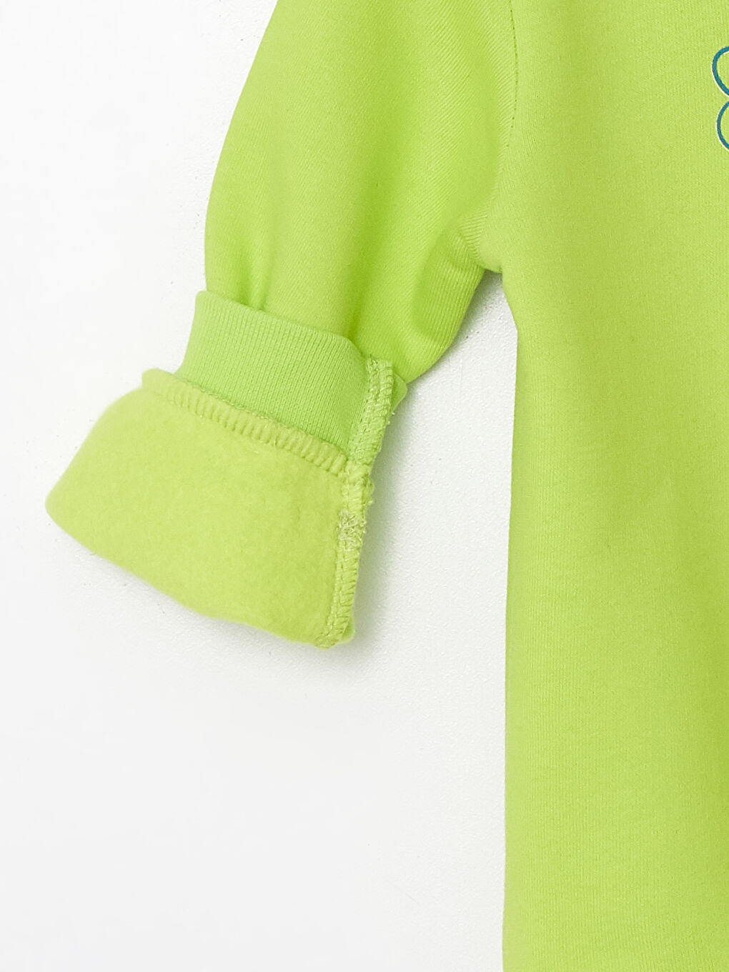 LCW ECO Neon Yeşil Bisiklet Yaka Baskılı Kalın Kız Bebek Sweatshirt - 2