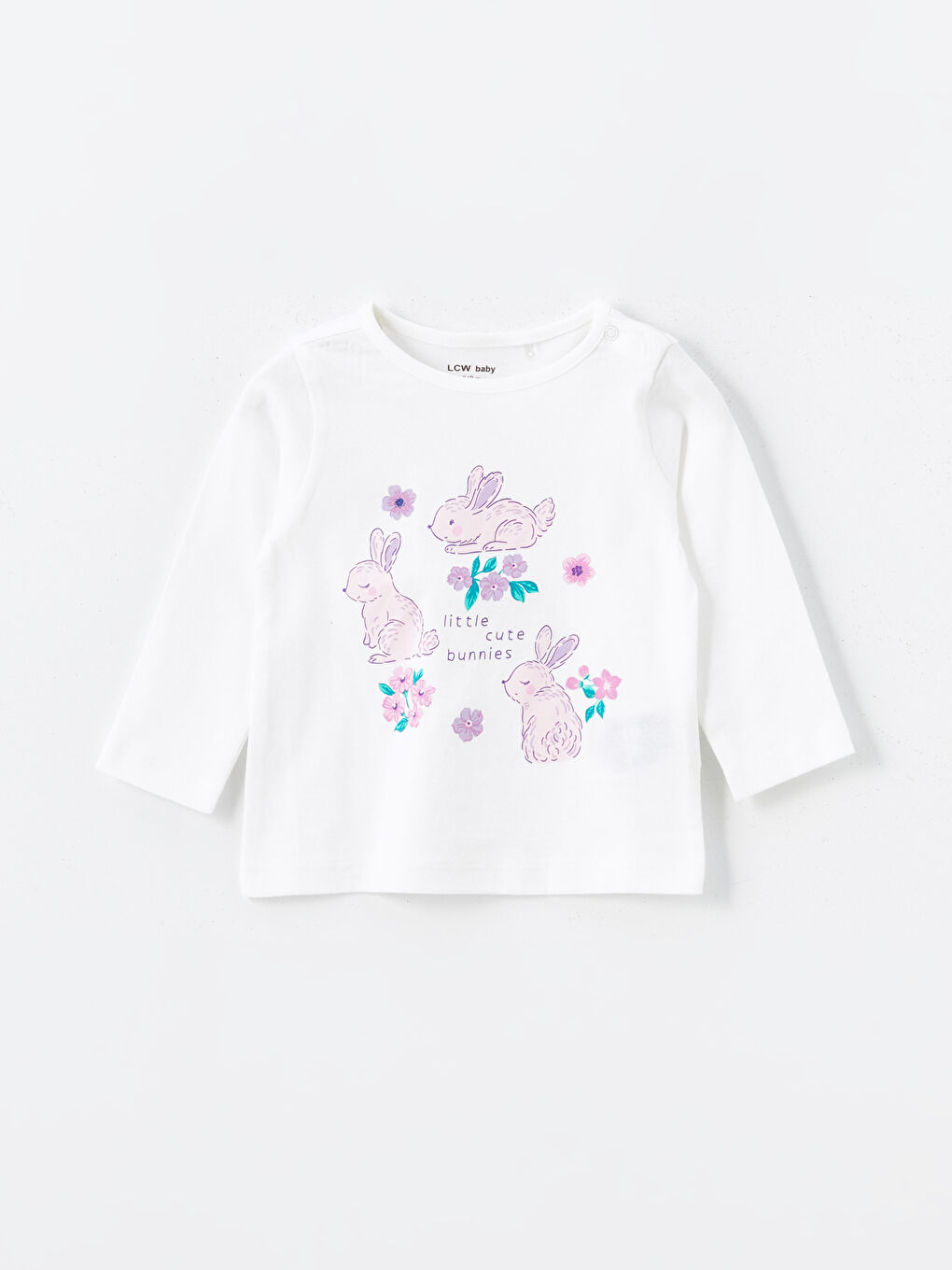 Beyaz Bisiklet Yaka Çiçekli Kız Bebek Pijama Üst