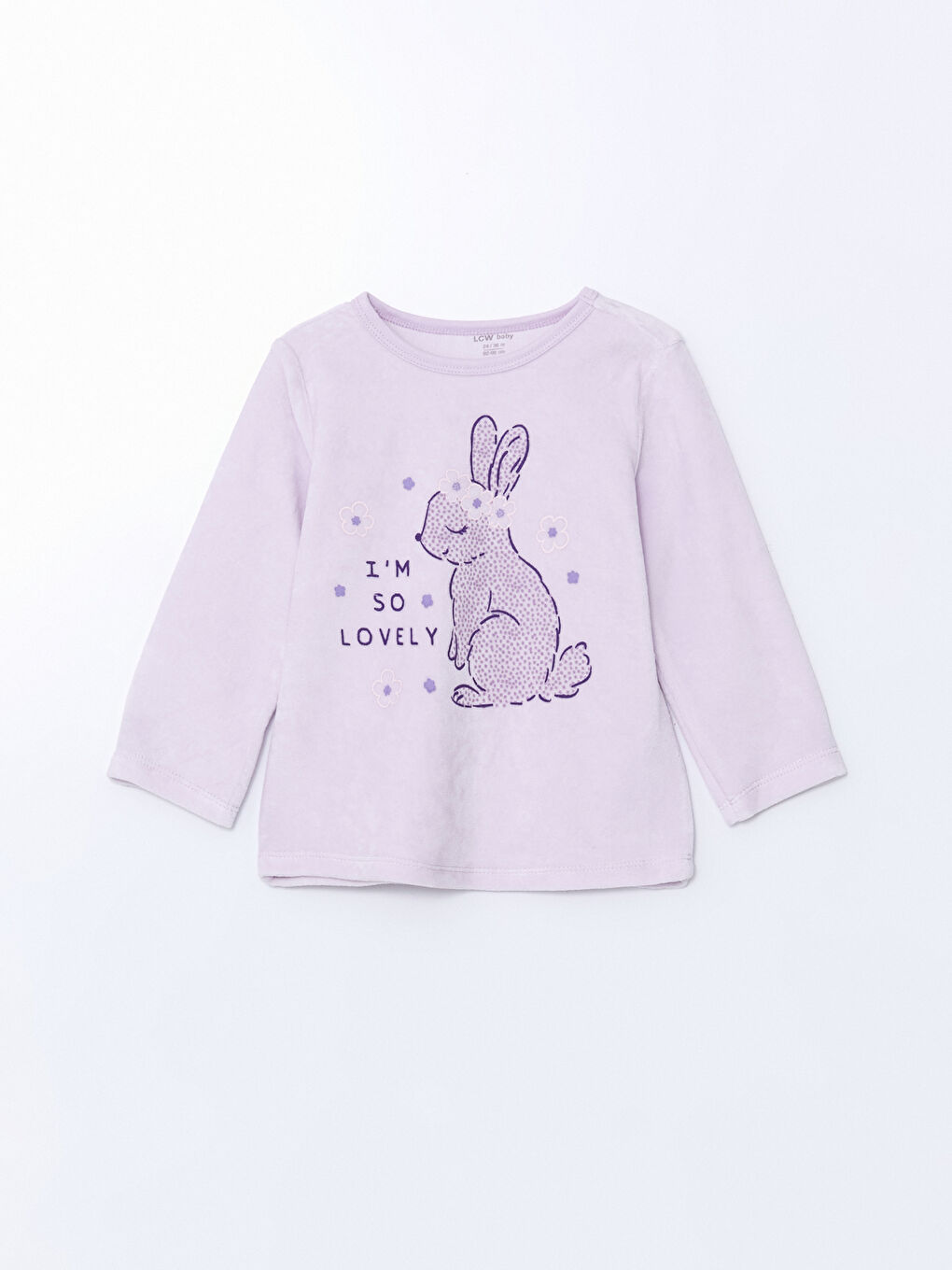 LCW Kids Pembe Bisiklet Yaka Kadife Kız Çocuk Pijama Üst