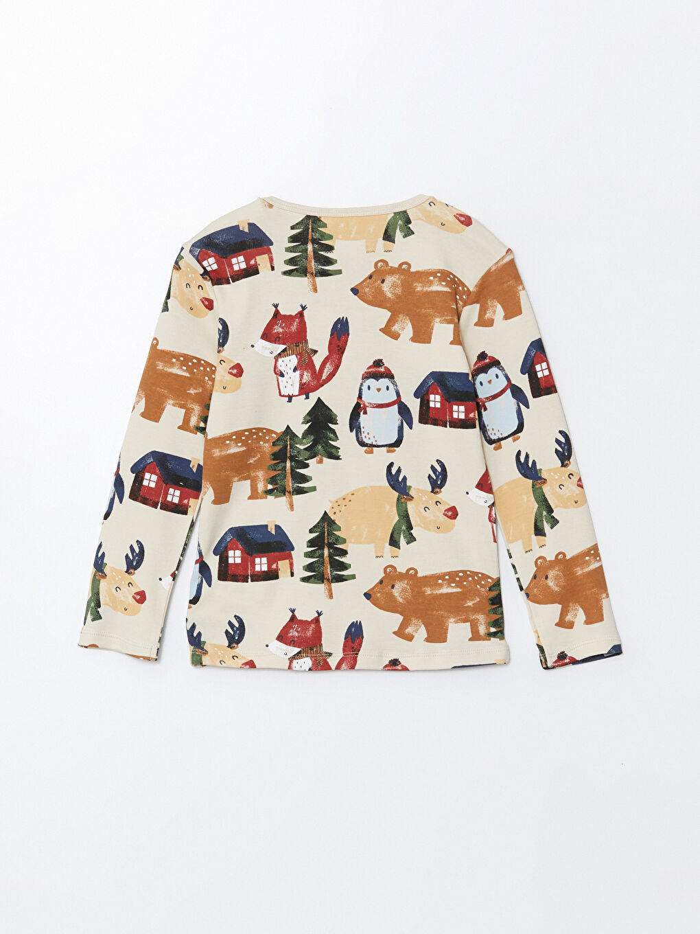 LCW baby Bej Bisiklet Yaka Baskılı Erkek Bebek Pijama Takımı - 3