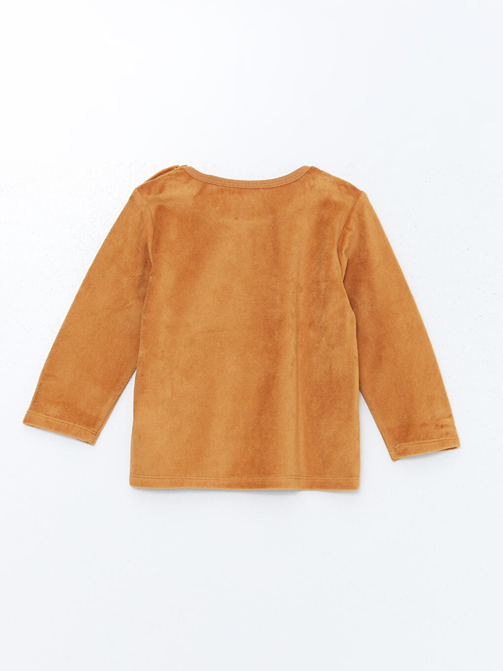 Kahverengi Çıtçıt Kapamalı Erkek Bebek Kadife Pijama Üst-1