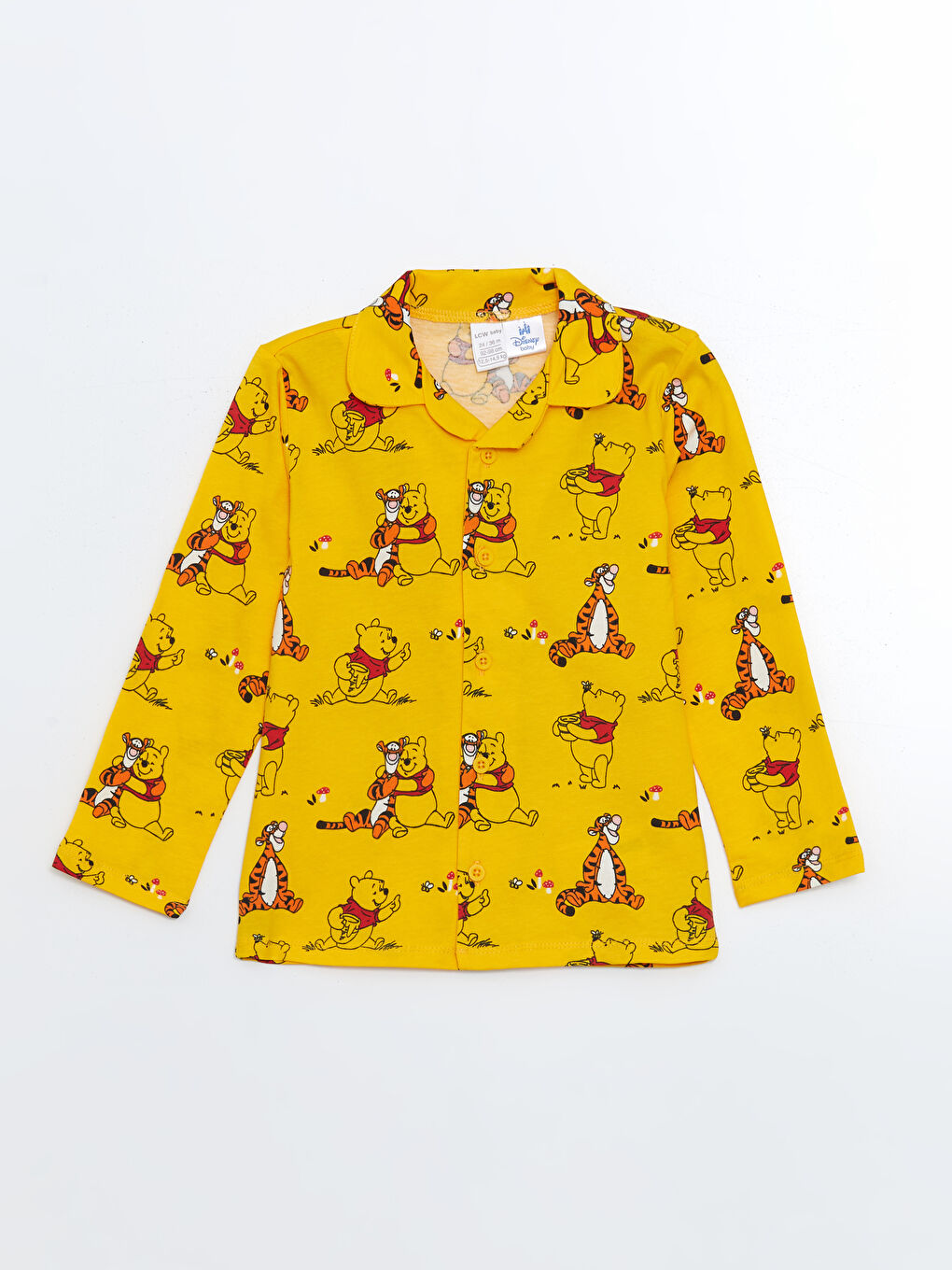 LCW Kids Sarı Polo Yaka Winnie the Pooh Baskılı Erkek Çocuk Pijama Takımı - 1