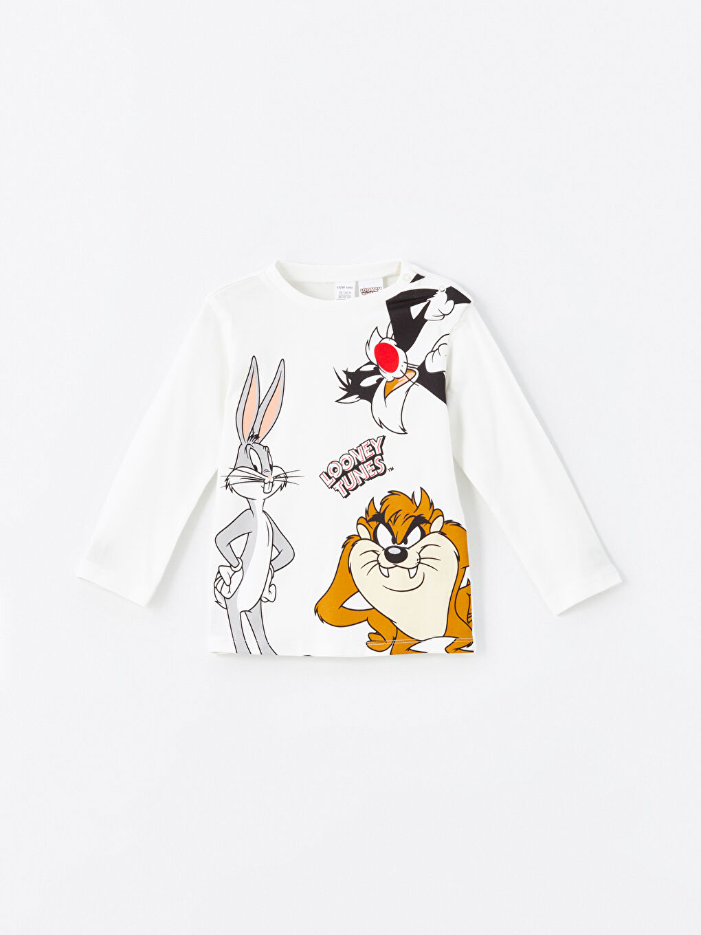 LCW baby Ekru Bisiklet Yaka Bugs Bunny Baskılı Kız Çocuk Pijama Takım - 1