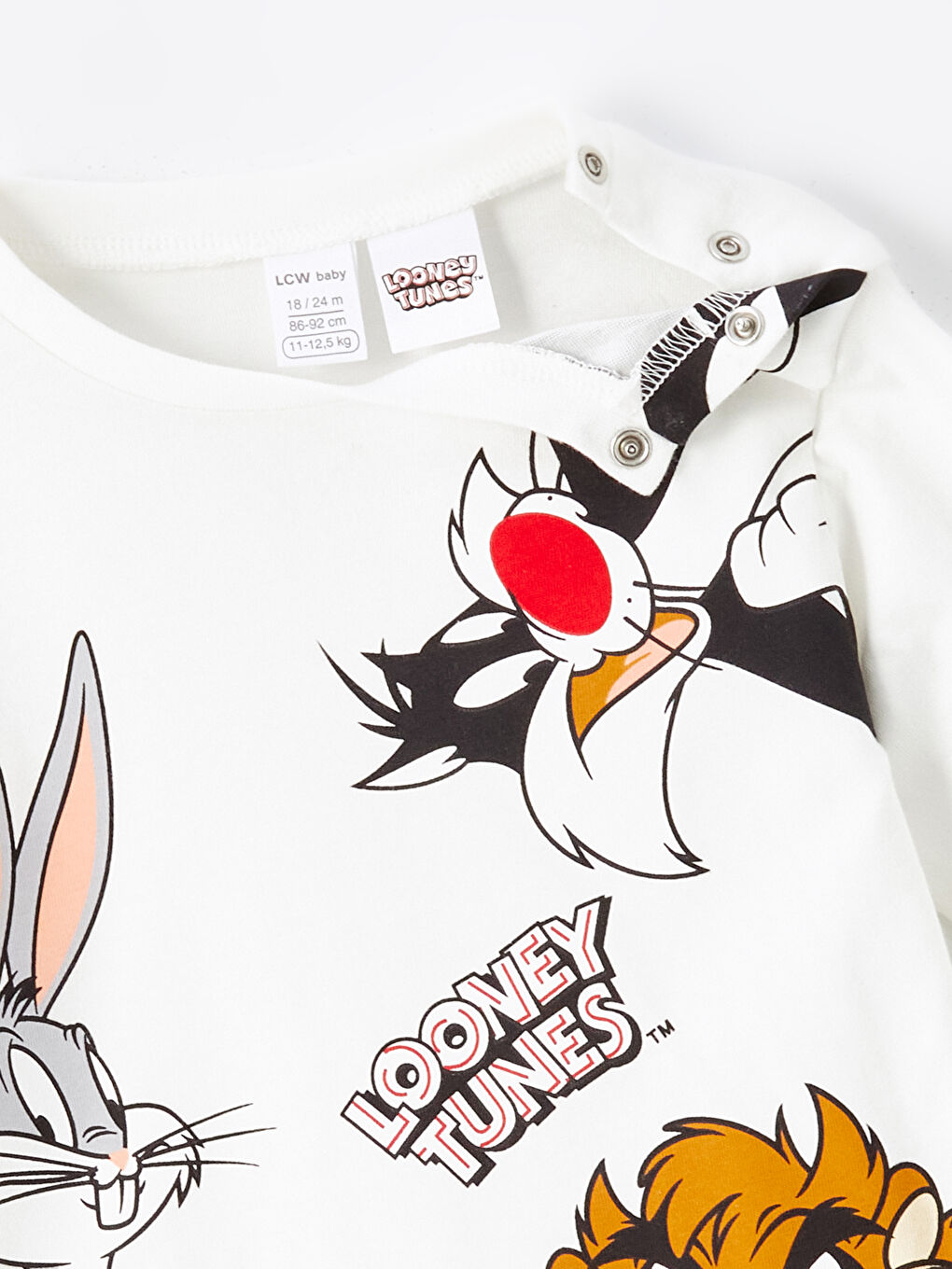 LCW baby Ekru Bisiklet Yaka Bugs Bunny Baskılı Kız Çocuk Pijama Takım - 2