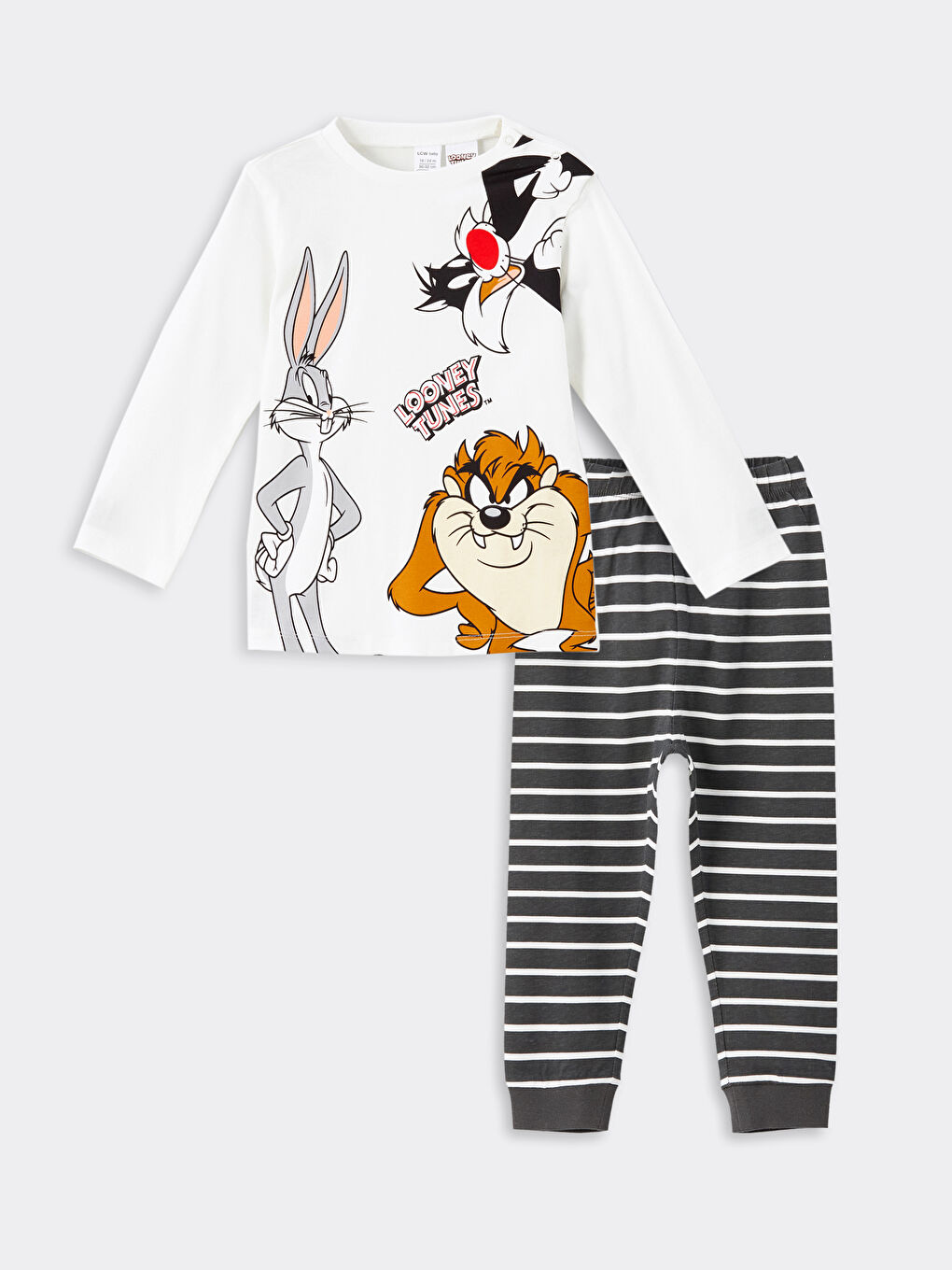 LCW baby Crew Neck Bugs Bunny Printed Baby Boys' Pyjama Set -W4FK37Z1-FDV