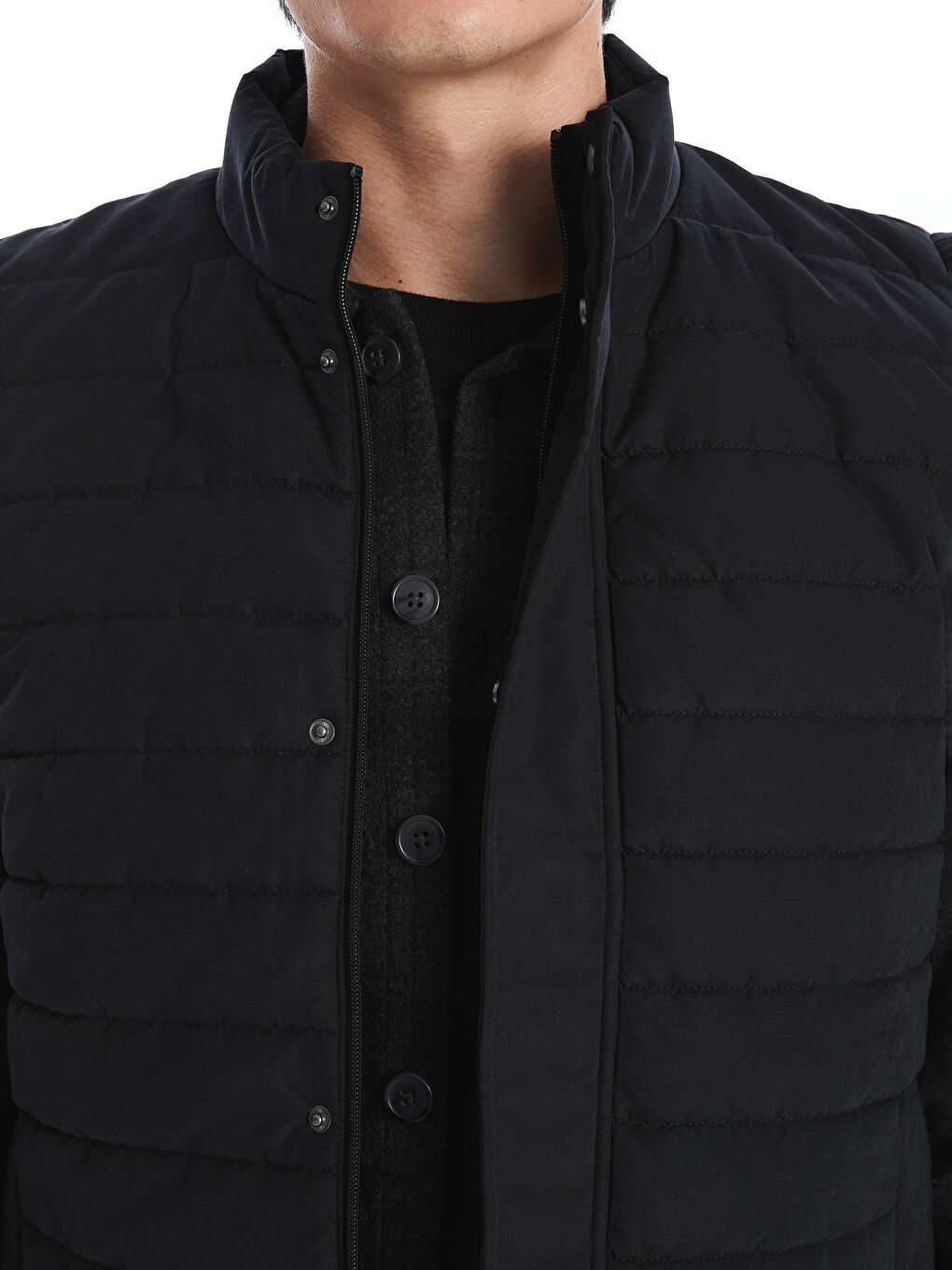 Standard Fit Funnel Neck Men's Puffer Gilet-2