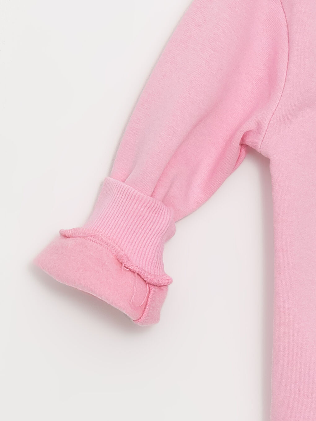 LCW ECO Açık Pembe Bisiklet Yaka Kız Çocuk Kalın Sweatshirt - 1