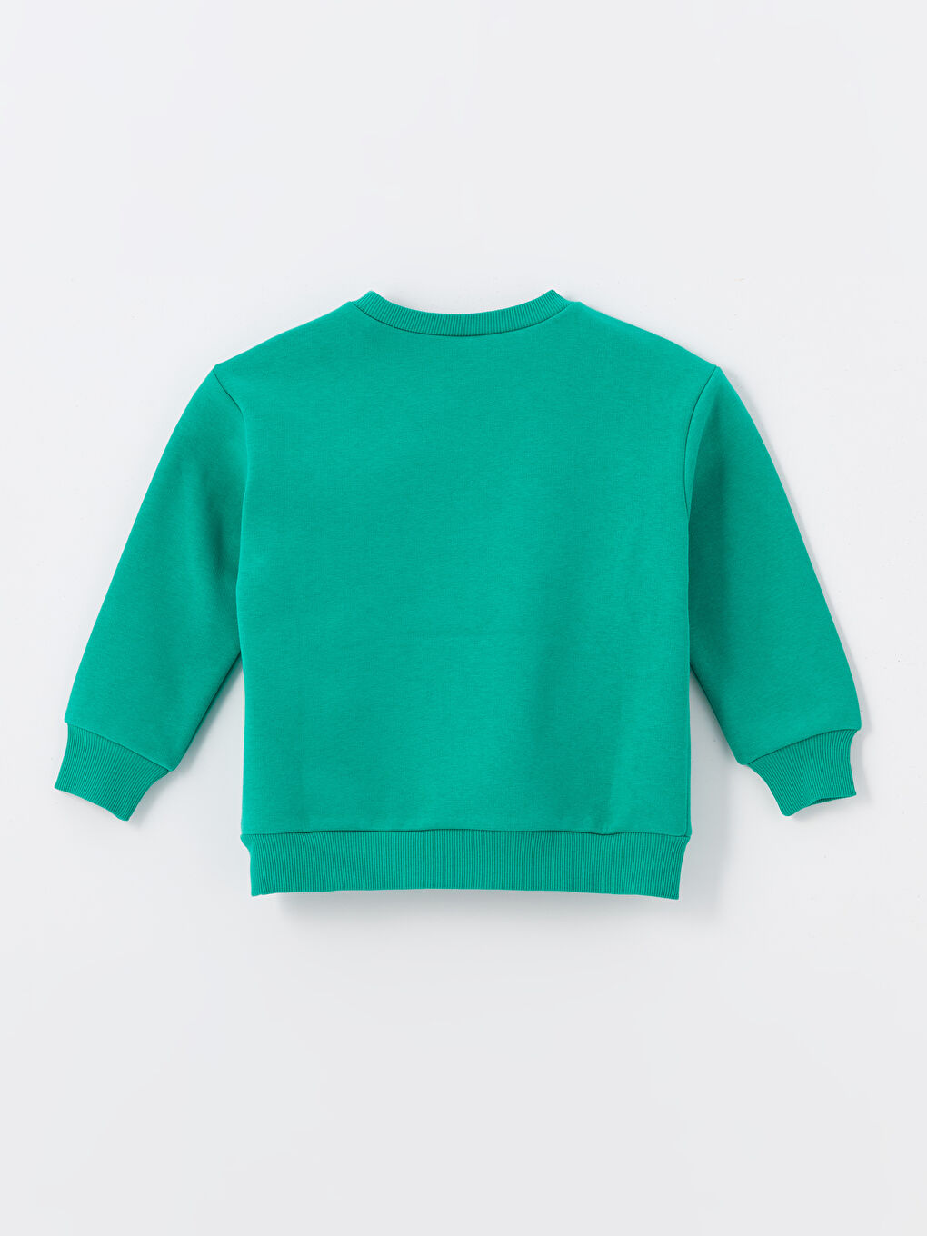 LCW ECO Zümrüt Yeşili Bisiklet Yaka Baskılı Uzun Kollu Kız Çocuk Sweatshirt - 1