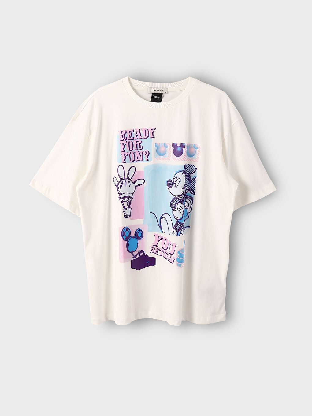 تيشيرت كم قصير مطبوع بياقة دائرية