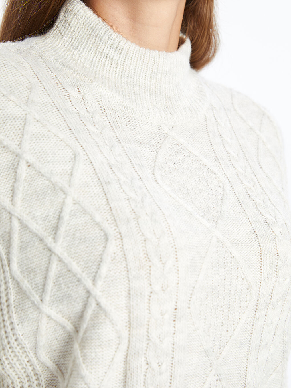 LCW Comfort Halbhoher Rollkragen Selbstgemusterter Damen Strickpullover -W4FL63Z8-Q6A