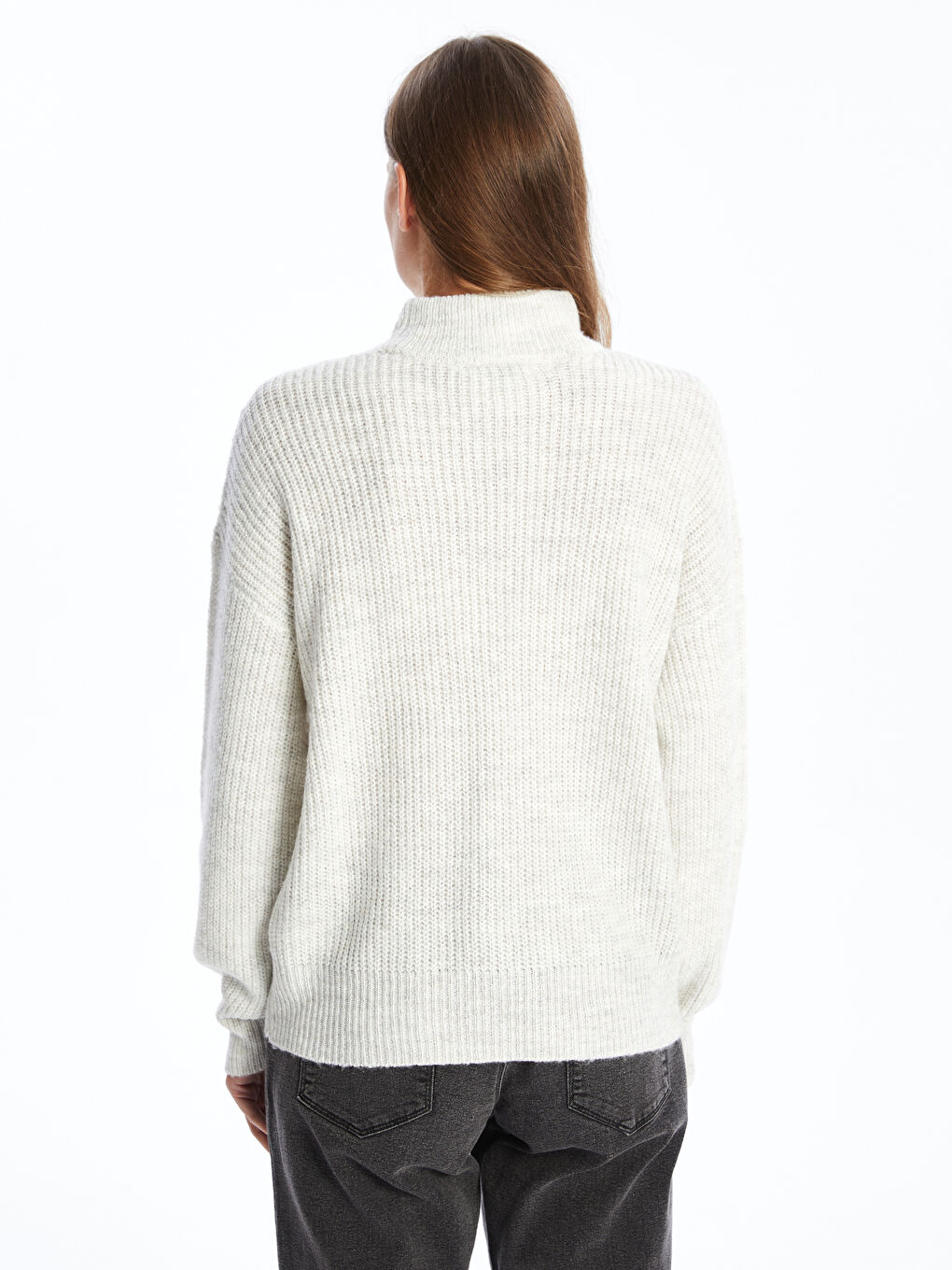 LCW Comfort Halbhoher Rollkragen Selbstgemusterter Damen Strickpullover -W4FL63Z8-Q6A