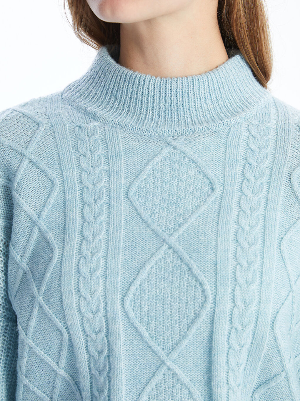 LCW Comfort Half Turtleneck Self-Patterned Women's Knitwear Sweater -W4FL63Z8-YLA