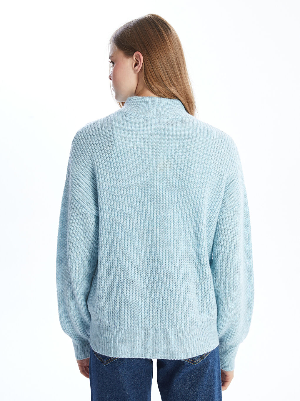 LCW Comfort Half Turtleneck Self-Patterned Women's Knitwear Sweater -W4FL63Z8-YLA
