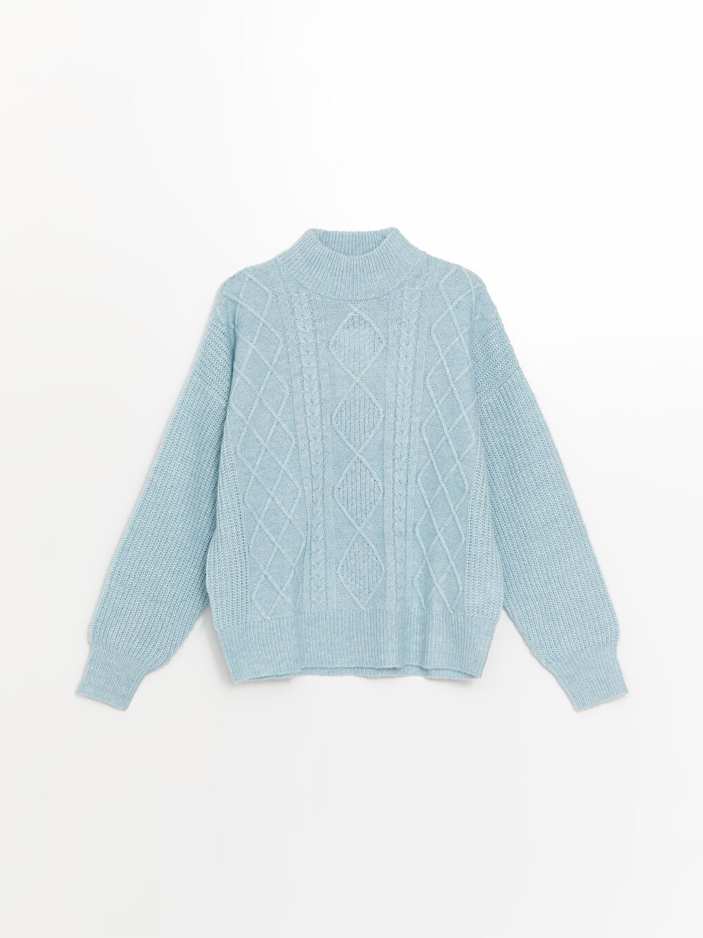 LCW Comfort Half Turtleneck Self-Patterned Women's Knitwear Sweater -W4FL63Z8-YLA