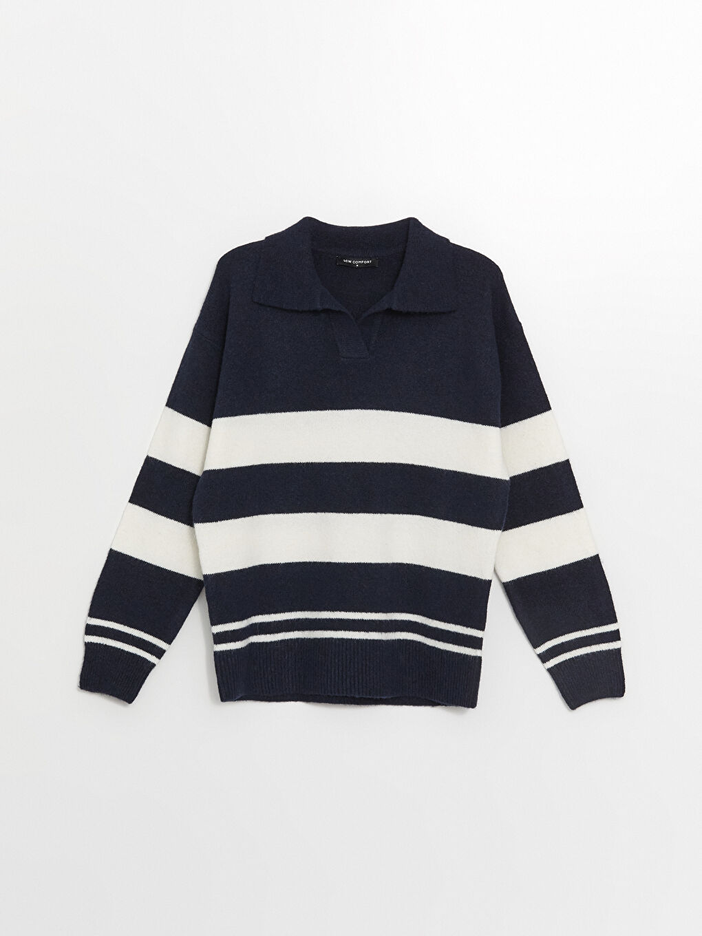 LCWAIKIKI Maternity Polo Neck Long Sleeve Women's Tricot Sweater with Color Block -W4FL64Z8-LGS
