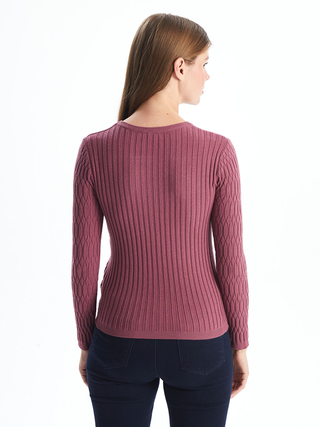 LCWAIKIKI Classic Crew Neck Self-Patterned Women's Knitwear Sweater -W4FM51Z8-H8E