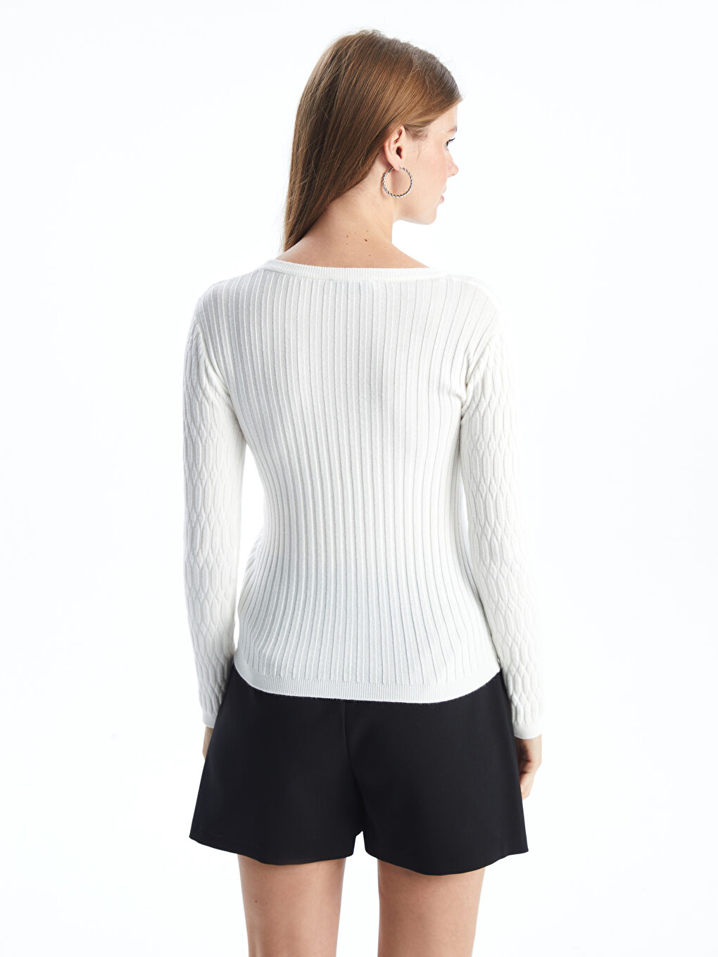 LCWAIKIKI Classic Rundhalsausschnitt Selbstgemustertes Strickpullover für Damen -W4FM51Z8-R9J
