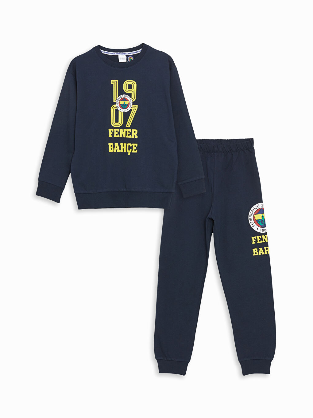 LCW Kids Lacivert Bisiklet Yaka Fenerbahçe Baskılı Erkek Çocuk Pijama Takımı