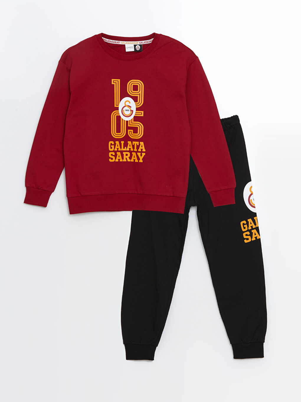 LCW Kids Kırmızı Bisiklet Yaka Galatasaray Baskılı Erkek Çocuk Pijama Takımı