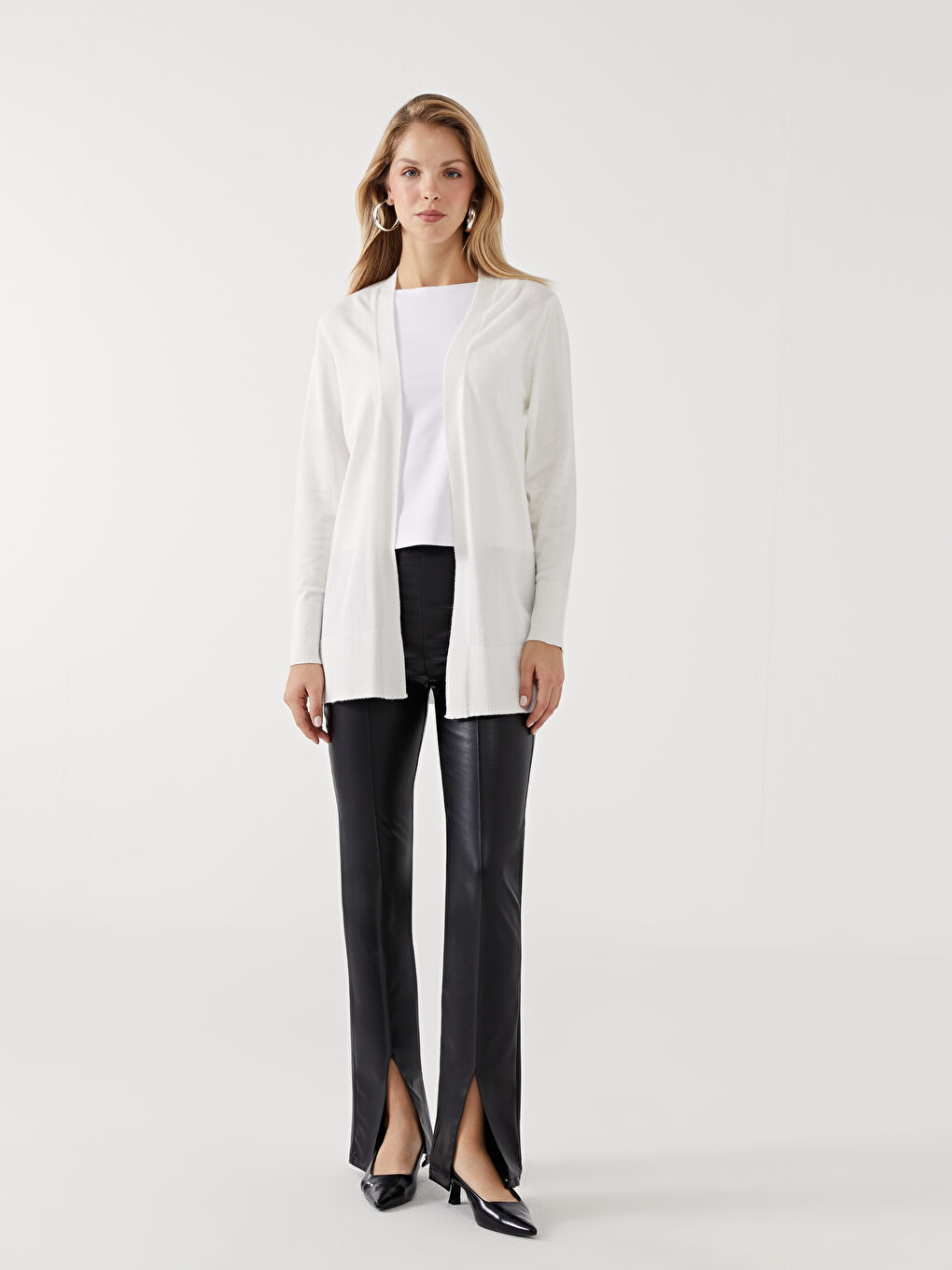 Cardigan en Tricot à Col Châle pour Femmes-1