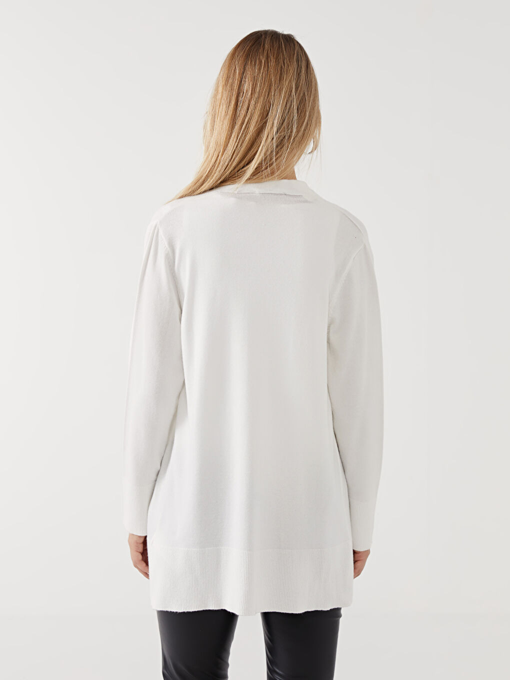 Cardigan en Tricot à Col Châle pour Femmes-3