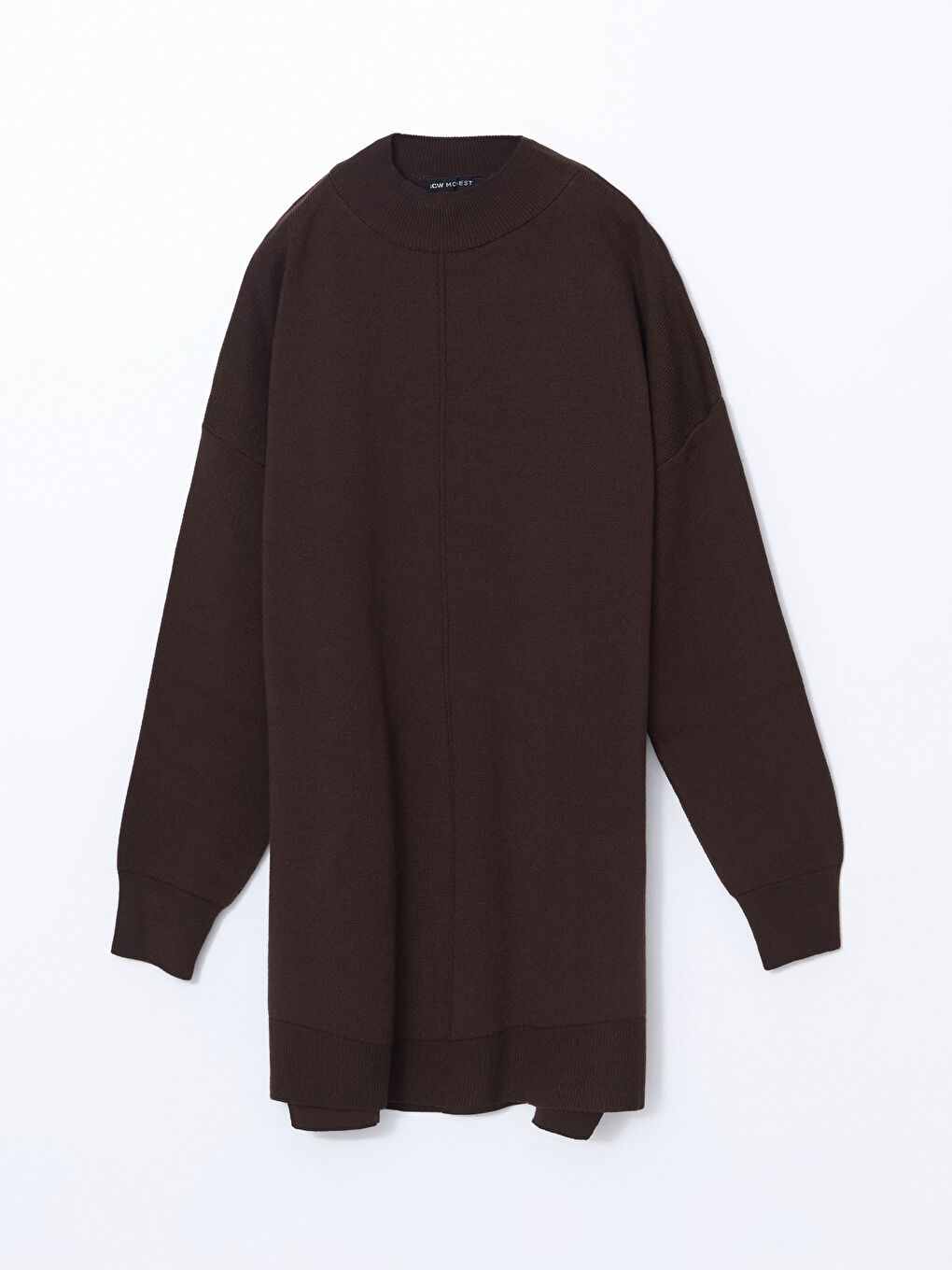 تونيك تريكو أوفراسايز سادة بياقة قمع للسيدات-4