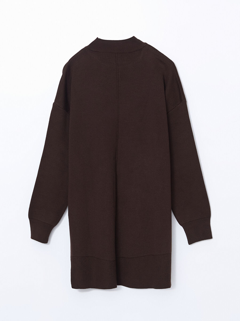 تونيك تريكو أوفراسايز سادة بياقة قمع للسيدات-5