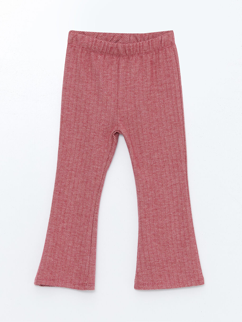 Kırmızı Beli Lastikli Şardonlu Kız Çocuk İspanyol Paça Tayt