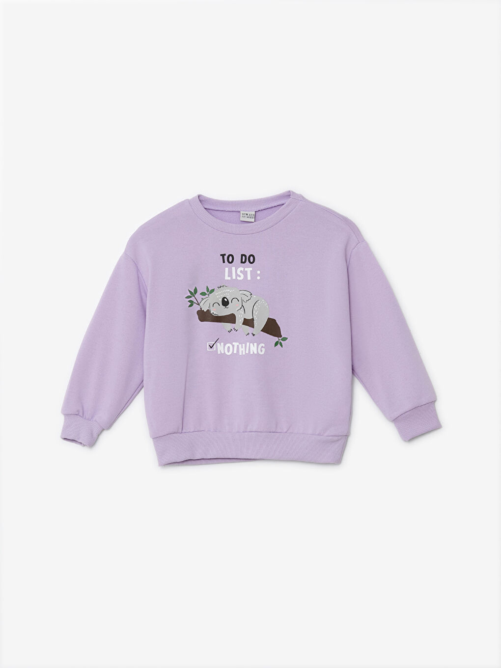 LCW ECO Lila Bisiklet Yaka Baskılı Uzun Kollu Kız Çocuk Sweatshirt