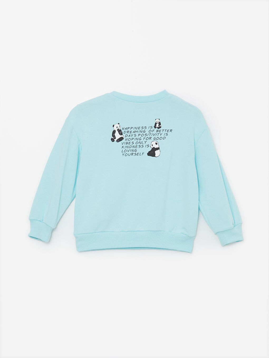 LCW ECO Su Mavisi Bisiklet Yaka Kız Çocuk Kalın Sweatshirt - 1