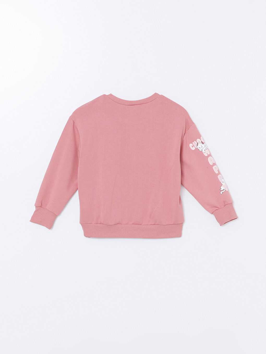 LCW ECO Mat Pembe Bisiklet Yaka Kız Çocuk Kalın Sweatshirt - 3