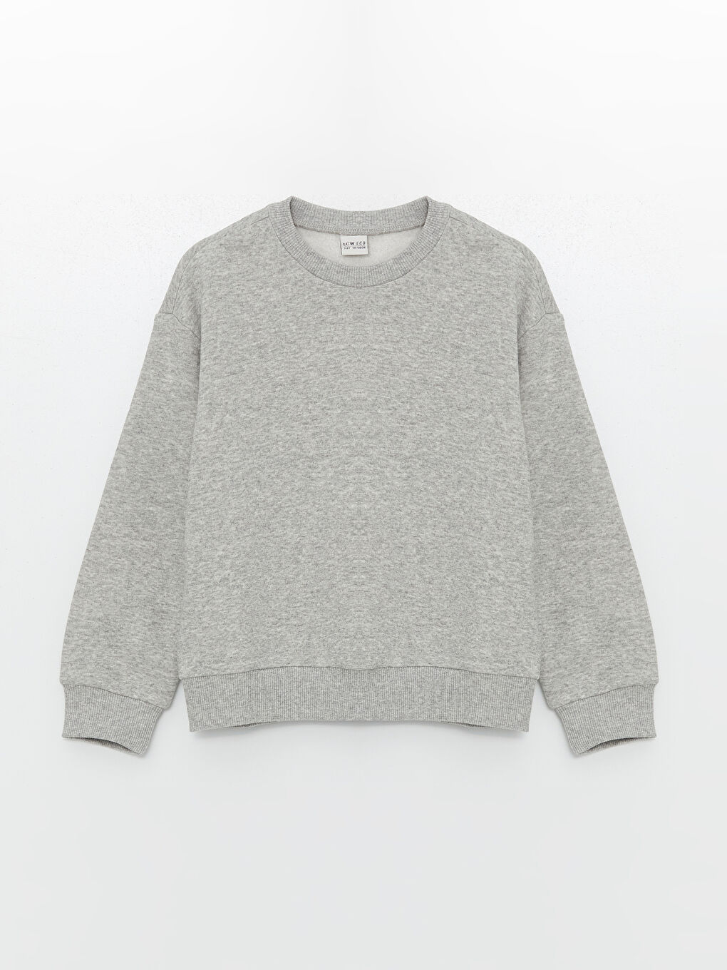 LCW ECO Grey Mel - Lacivert Bisiklet Yaka Basic Uzun Kollu Kız Çocuk Sweatshirt