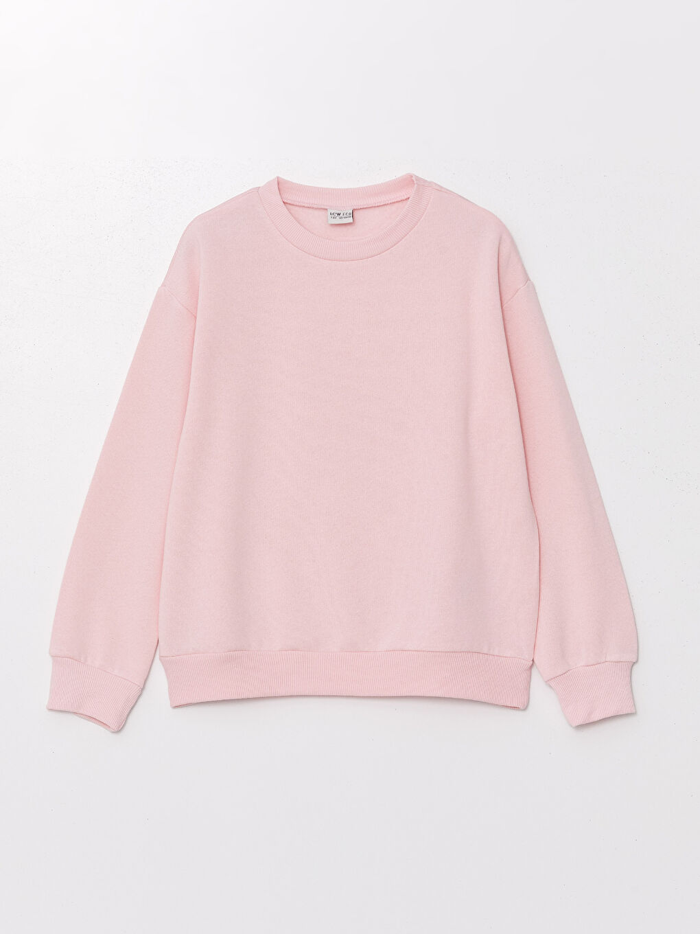 LCW ECO Pembe Bisiklet Yaka Basic Uzun Kollu Kız Çocuk Sweatshirt