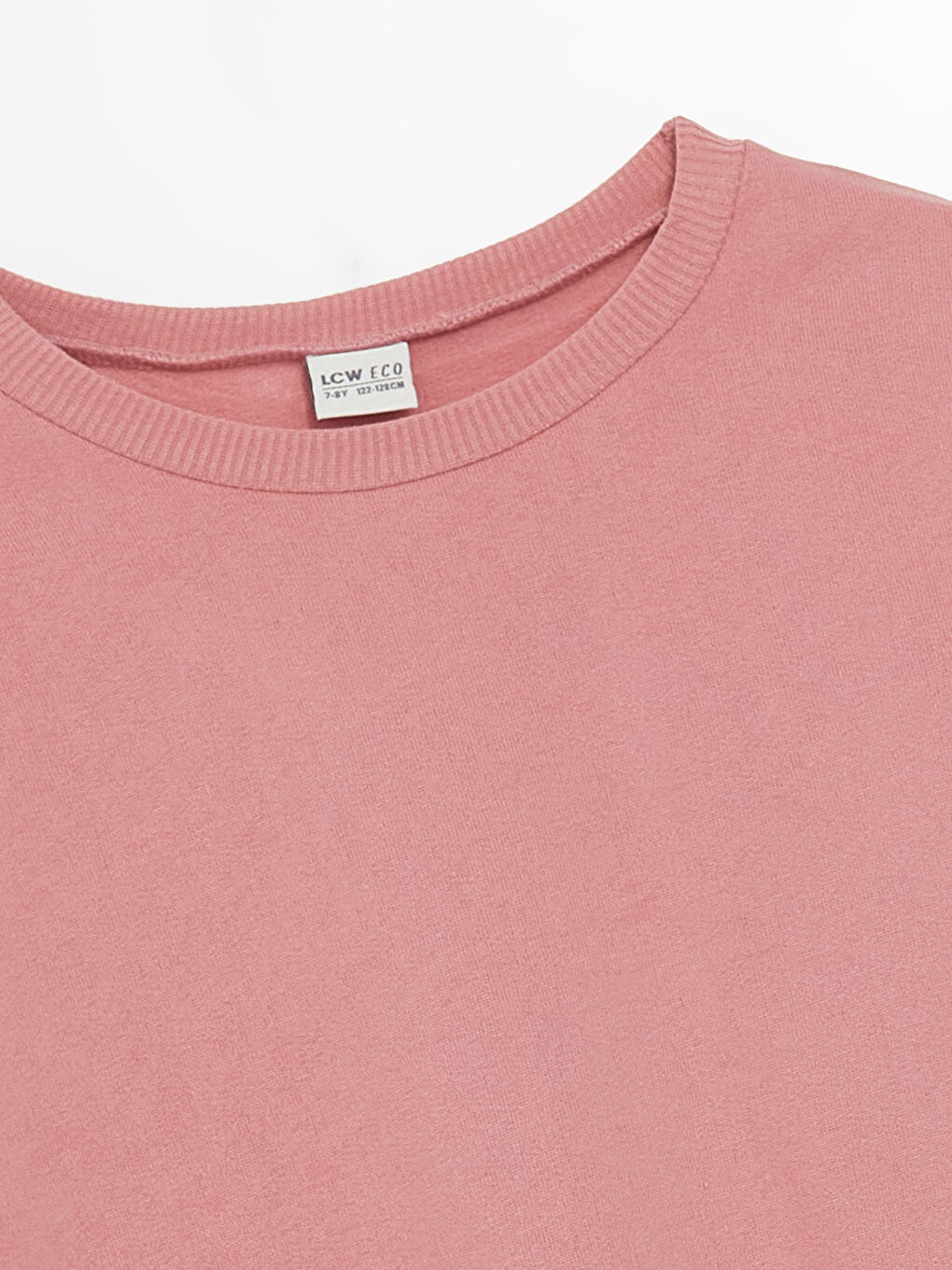 LCW ECO Mat Pembe Bisiklet Yaka Basic Uzun Kollu Kız Çocuk Sweatshirt - 1