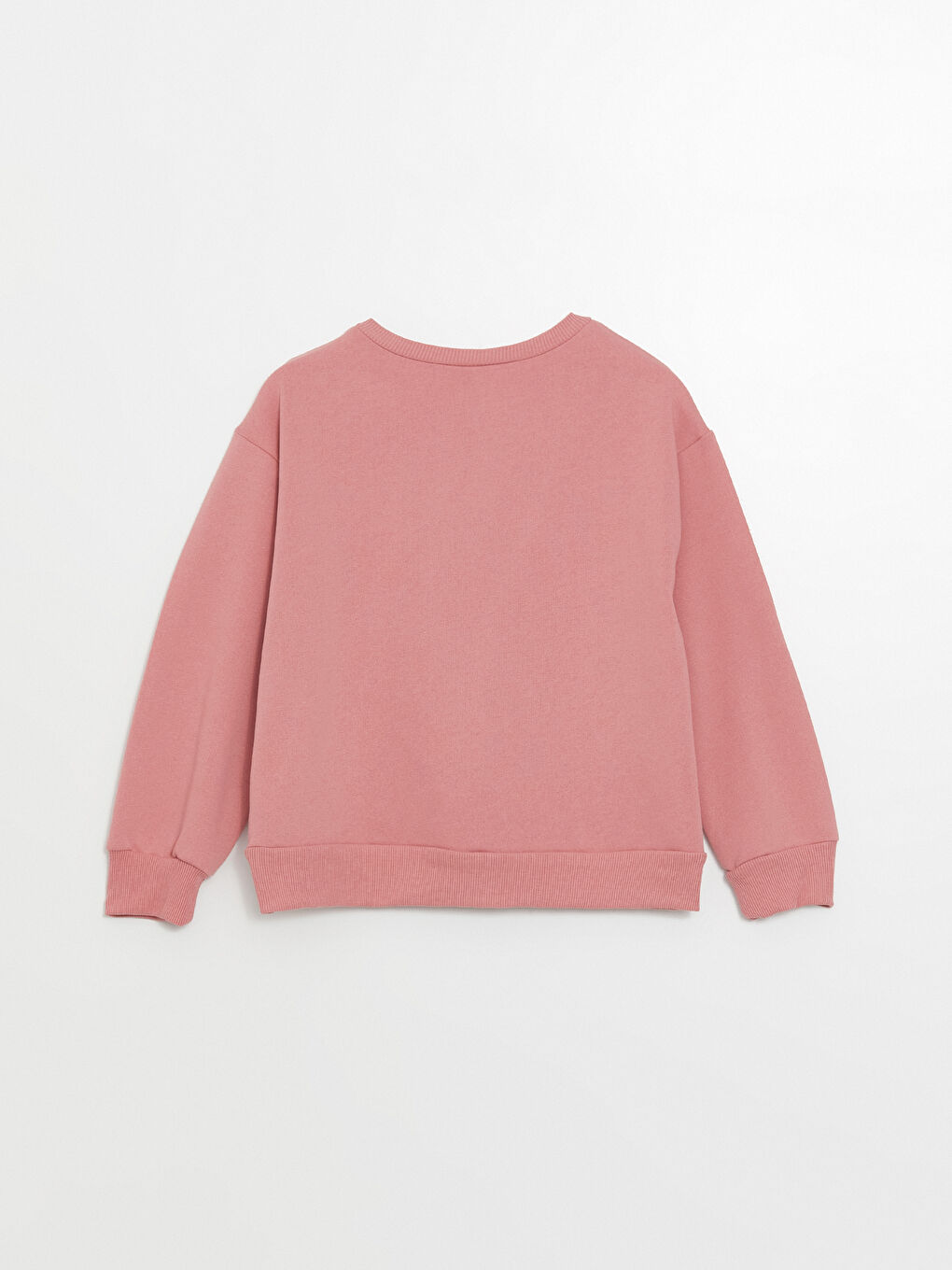 LCW ECO Mat Pembe Bisiklet Yaka Basic Uzun Kollu Kız Çocuk Sweatshirt - 2