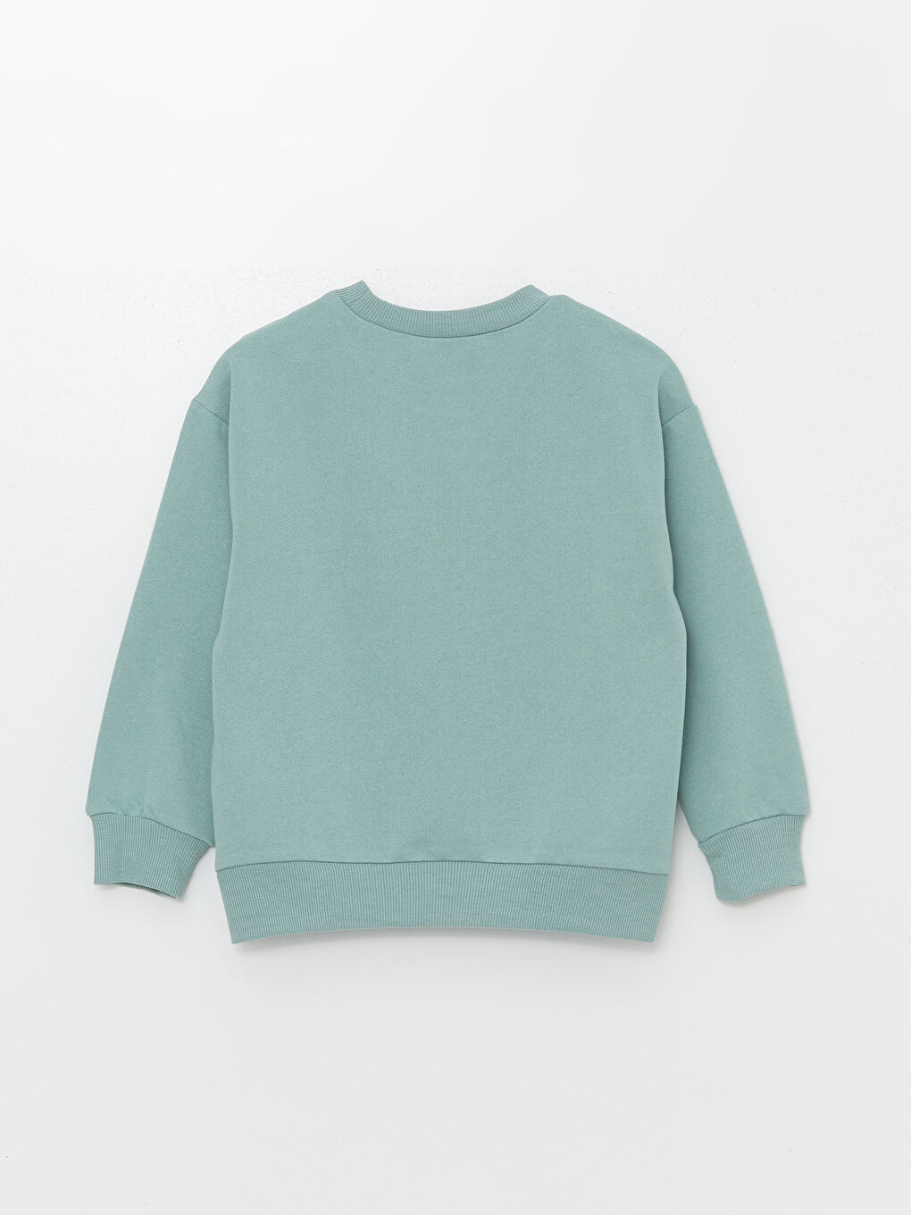 LCW ECO Mat Yeşil Bisiklet Yaka Basic Uzun Kollu Kız Çocuk Sweatshirt - 1