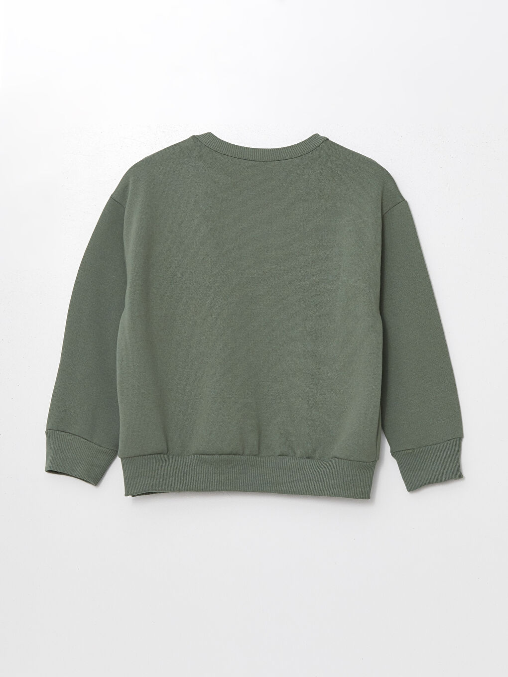 LCW ECO Mat Yeşil Bisiklet Yaka Basic Uzun Kollu Kız Çocuk Sweatshirt - 1